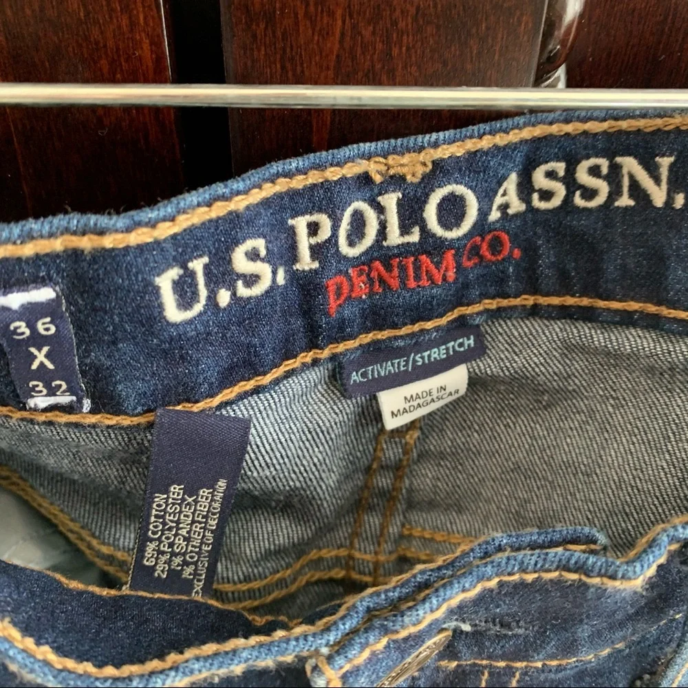 US Polo Assn USPA Men’s Jeans Straight Leg 36W 32L cotton stretch NWOT gold pony